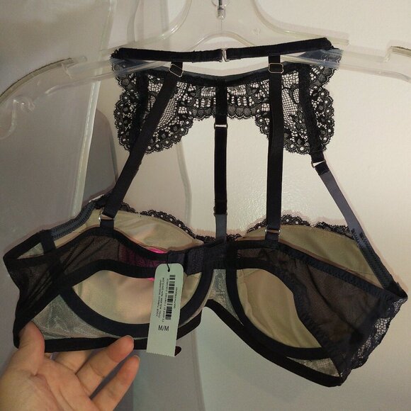 🔔2/$90🔔NWT RARE Sexy La SENZA Lace Padded Halter Bra Push-up in Black size M - Picture 7 of 15